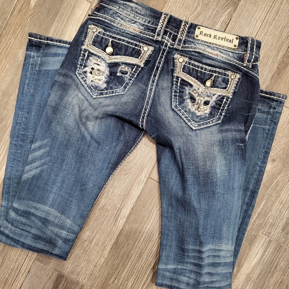 Rock Revival Slim Boot Dark Wash Jean Sz 27
